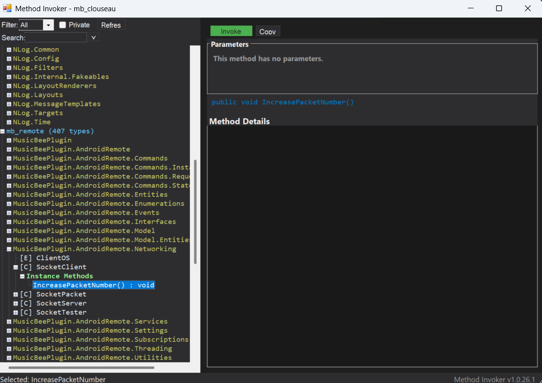 Method Invoker Dialog