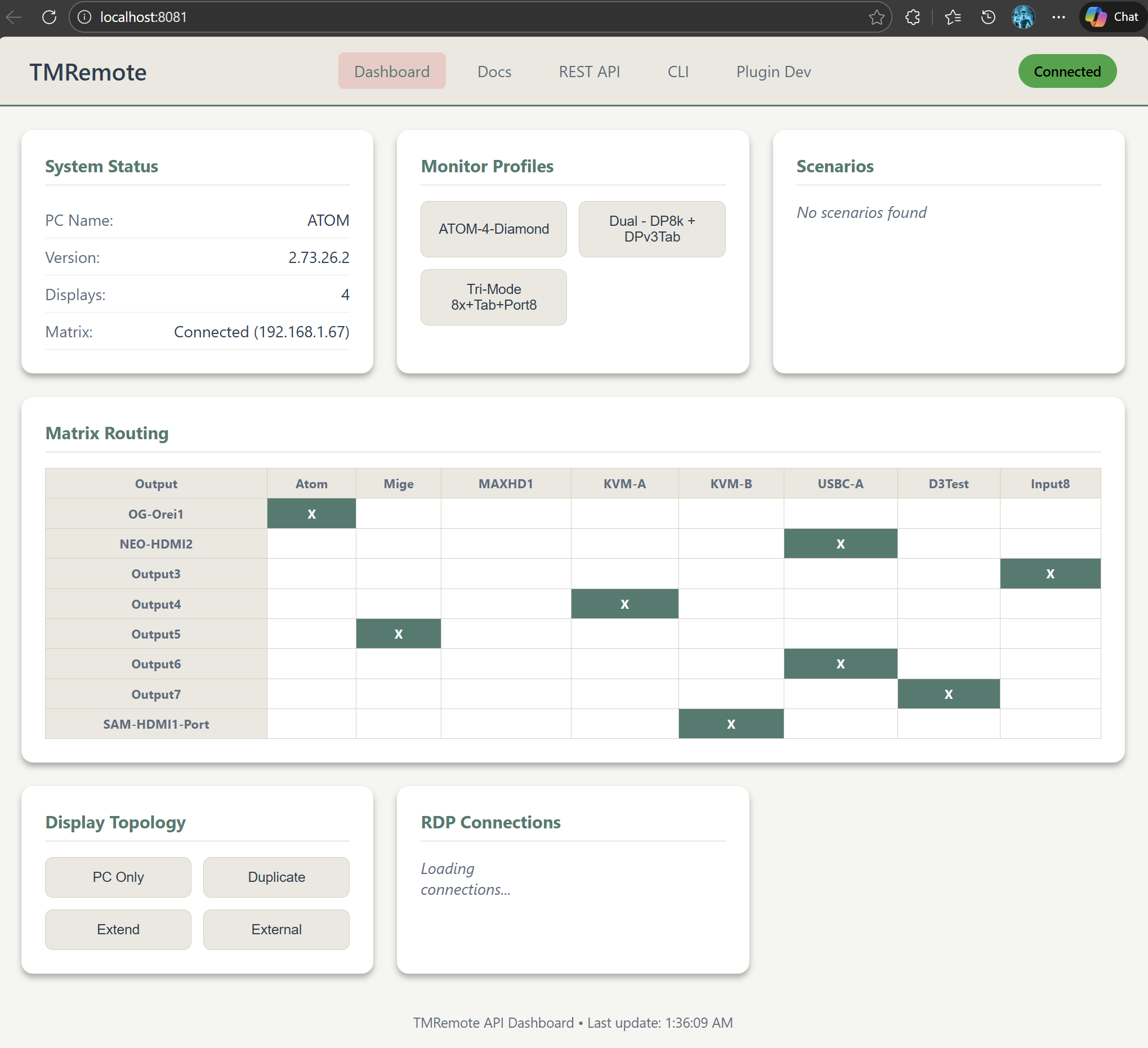 TMRemote Web Dashboard